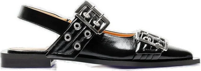 Ganni Feminine Buckle Slingback Ballet Flats
