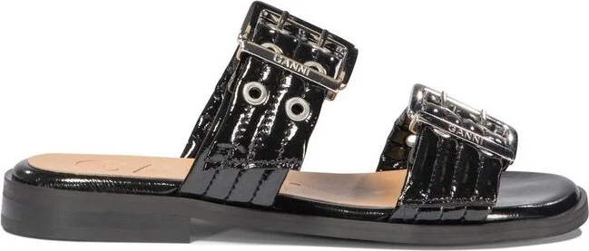 Ganni Feminine Buckle Two-Strap Sandals