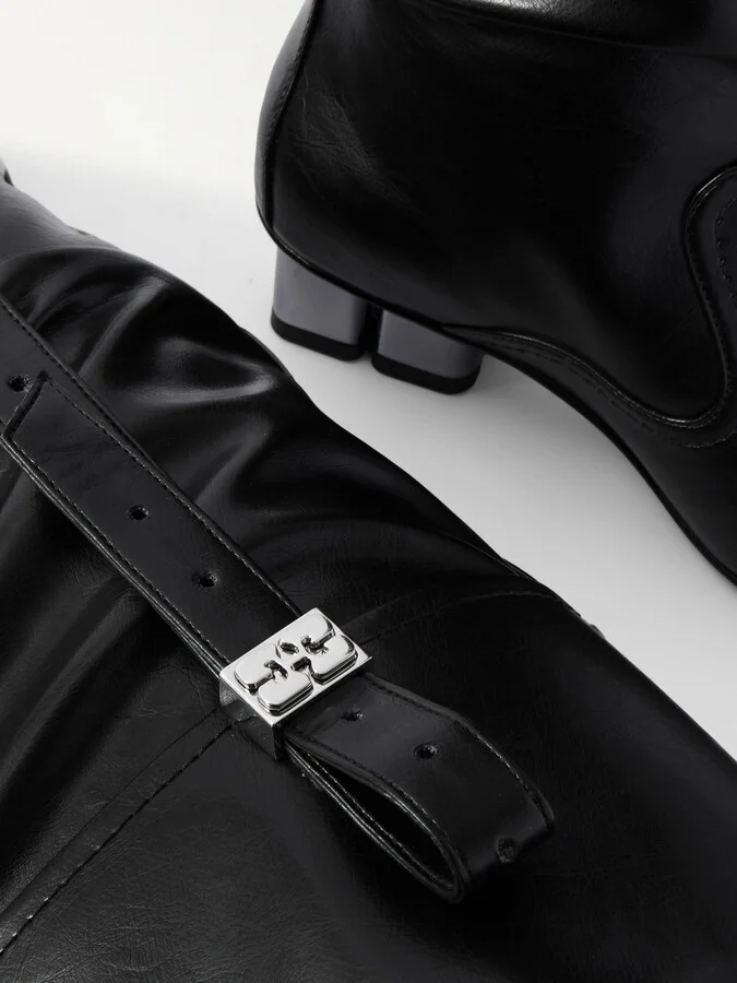 GANNI - Gathered Knee Boots - Black - Image 4