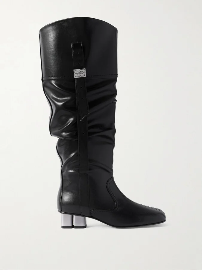 GANNI - Gathered Knee Boots - Black