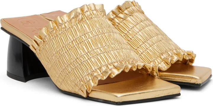 GANNI Gold Smock Mules - Image 4