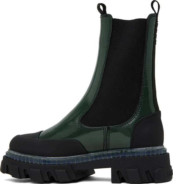 GANNI Green Cleated Chelsea Boots - Image 3