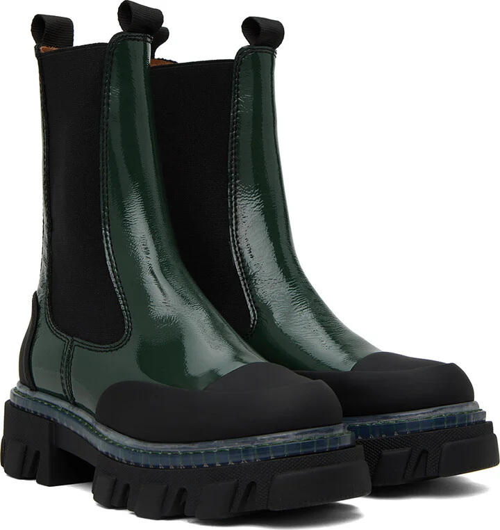 GANNI Green Cleated Chelsea Boots - Image 4