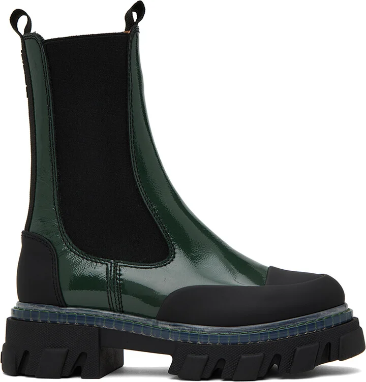 GANNI Green Cleated Chelsea Boots
