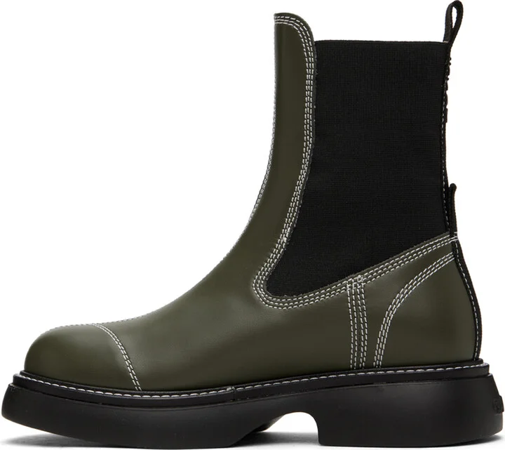 GANNI Green Everyday Mid Chelsea Boots - Image 3