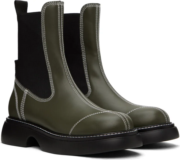 GANNI Green Everyday Mid Chelsea Boots - Image 4