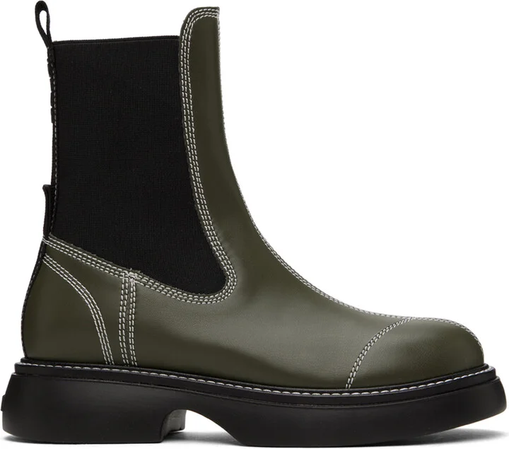 GANNI Green Everyday Mid Chelsea Boots