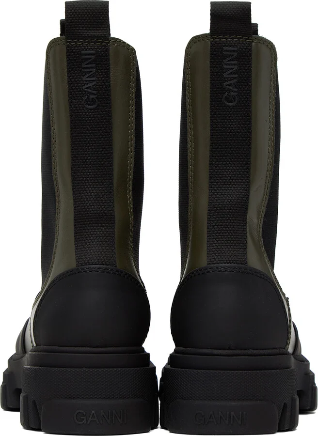 GANNI Green Leather Chelsea Boots - Image 2