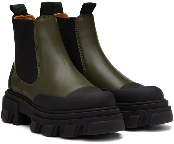 GANNI Green Low Chelsea Boots - Image 4