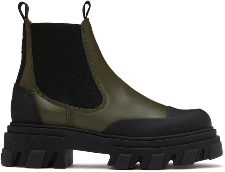 GANNI Green Low Chelsea Boots