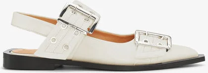 Ganni Ivory Feminine Buckle Ballerinas