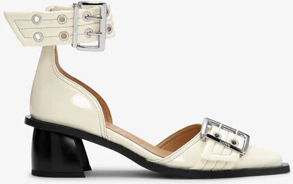 Ganni Ivory Feminine Buckle Open Cut Pumps - Image 2