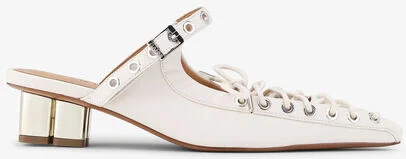 Ganni Ivory Lace-Up Mules