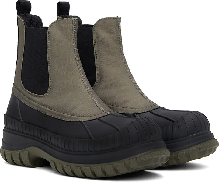 GANNI Khaki & Black Outdoor Chelsea Boots - Image 4