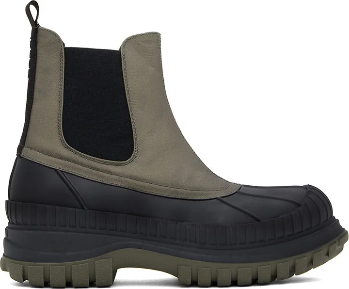 GANNI Khaki & Black Outdoor Chelsea Boots