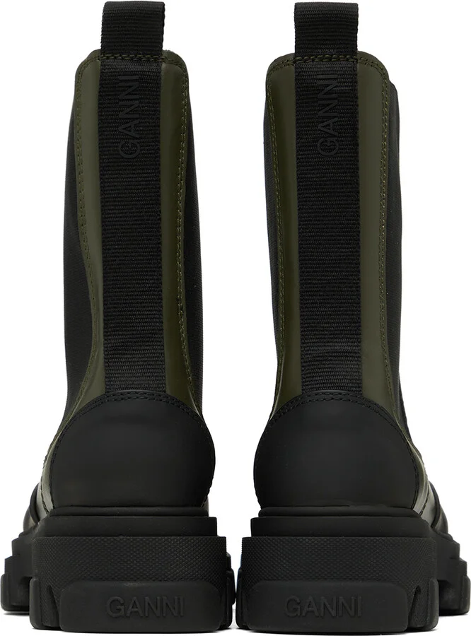 GANNI Khaki Cleated Mid Chelsea Boots - Image 2