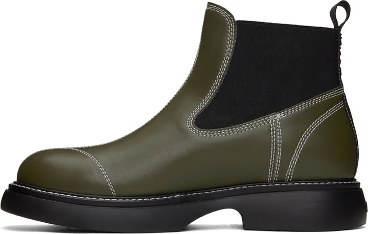 GANNI Khaki Everyday Chelsea Boots - Image 3