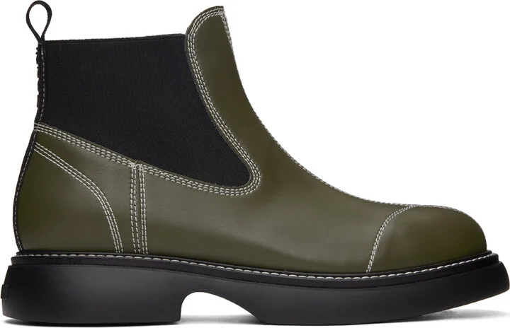 GANNI Khaki Everyday Chelsea Boots