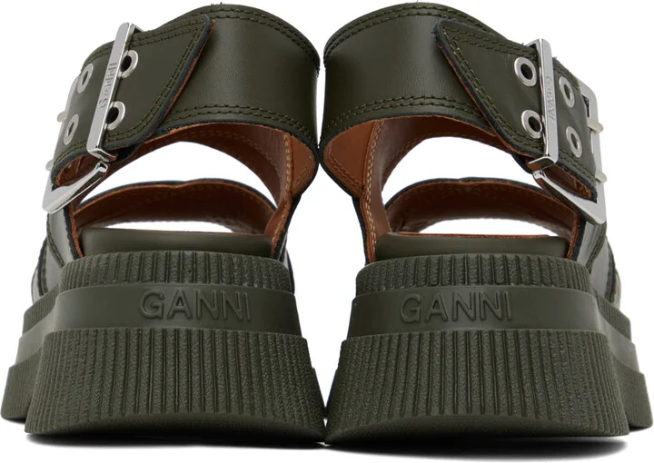 GANNI Khaki Platform Sandals - Image 2