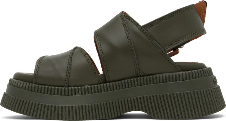 GANNI Khaki Platform Sandals - Image 3