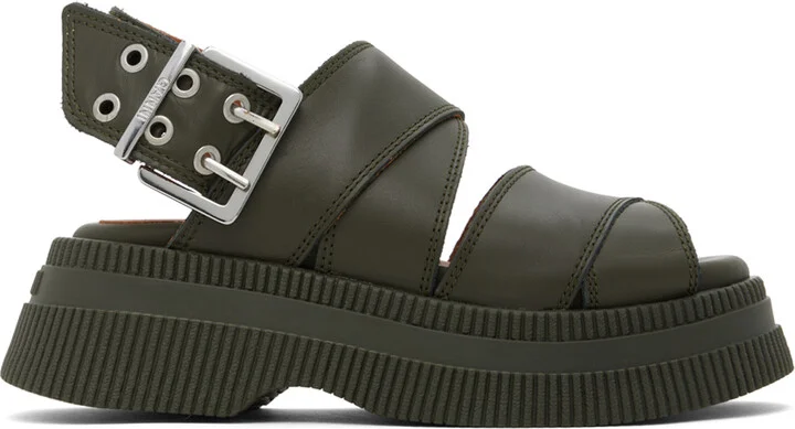GANNI Khaki Platform Sandals
