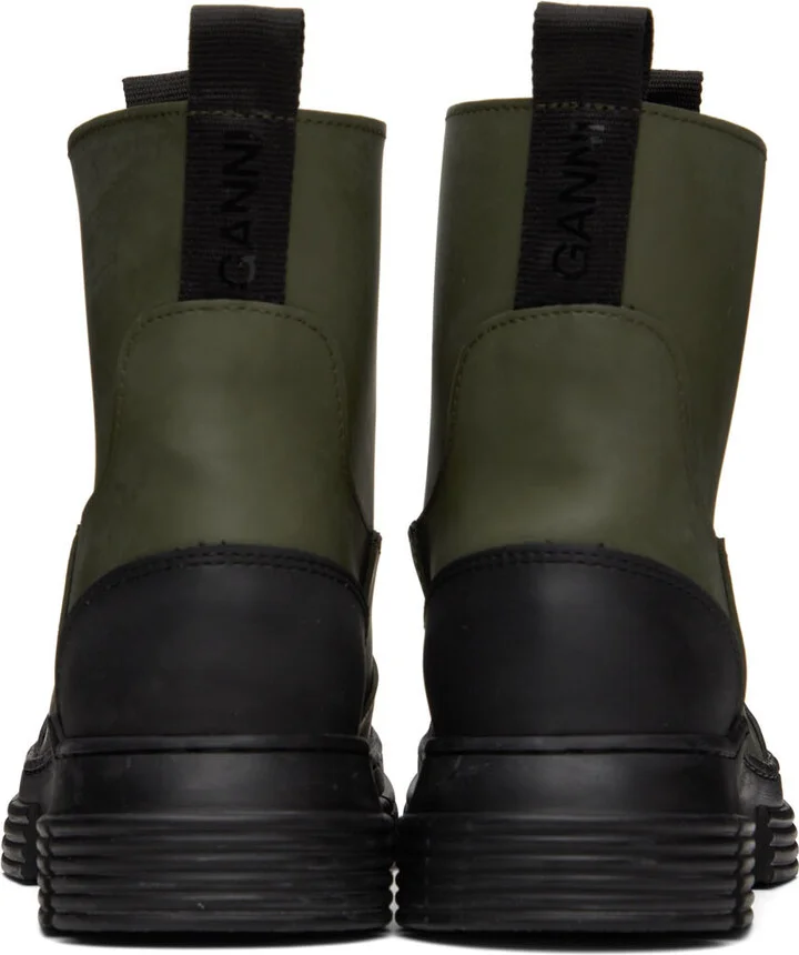 GANNI Khaki Rubber Ankle Boots - Image 2