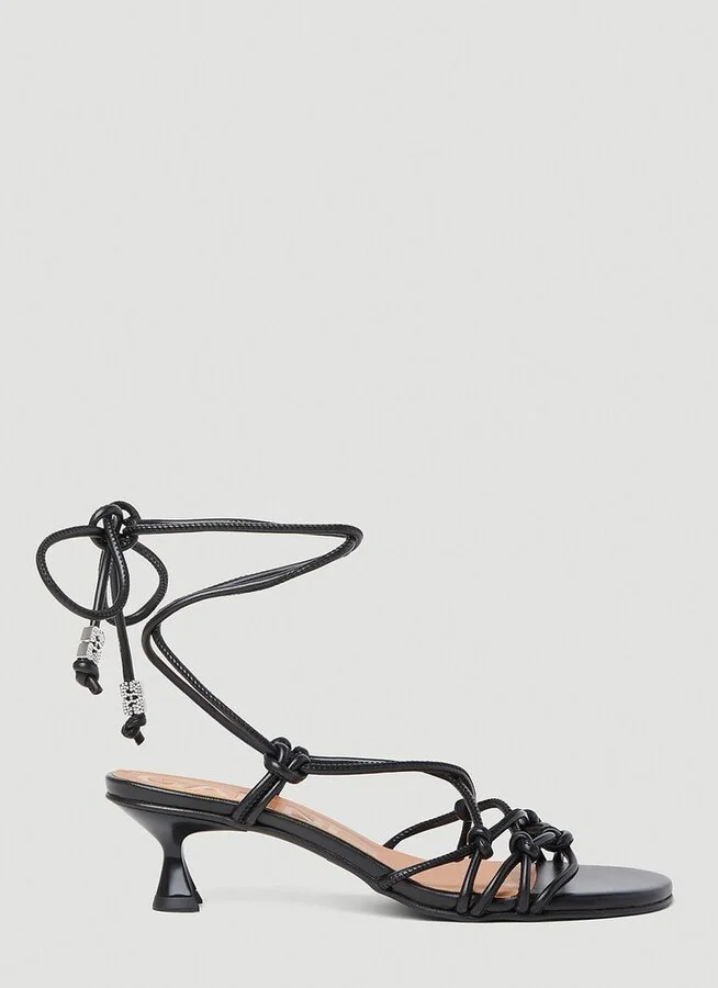 Ganni Knot Detailed Kitten Heel Sandals