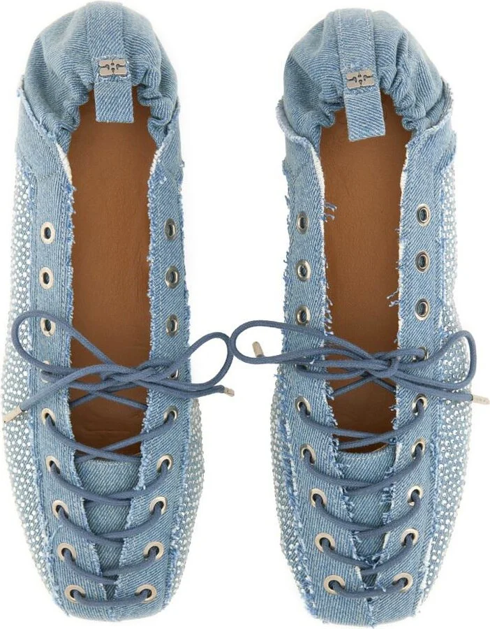 Ganni Lace-Up Ballerina - Image 5