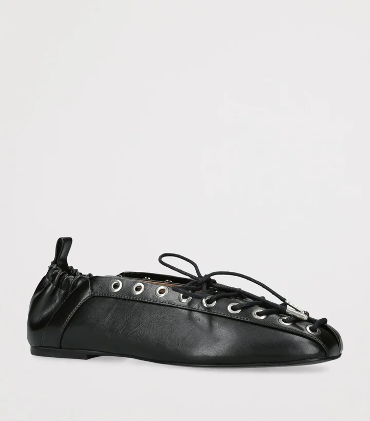 Ganni Lace-Up Eyelet Ballet Flats - Image 3