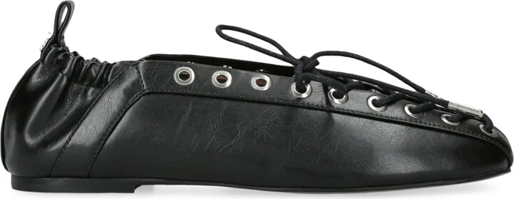 Ganni Lace-Up Eyelet Ballet Flats