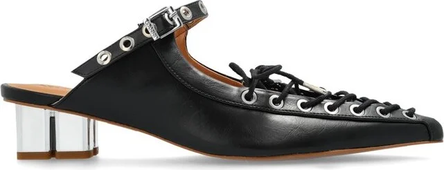 Ganni Lace-Up Heeled Mules