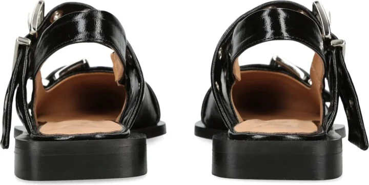 Ganni Leather Buckle Ballet Flats - Image 4