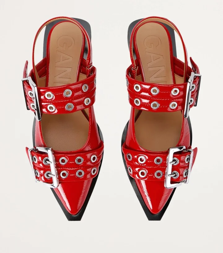 Ganni Leather Buckle Ballet Flats - Image 4