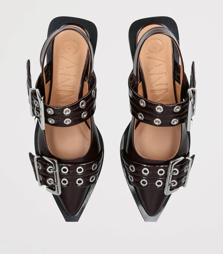 Ganni Leather Buckle Ballet Flats - Image 4