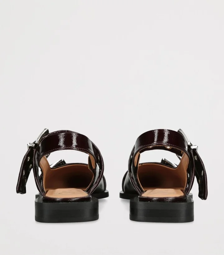 Ganni Leather Buckle Ballet Flats - Image 2