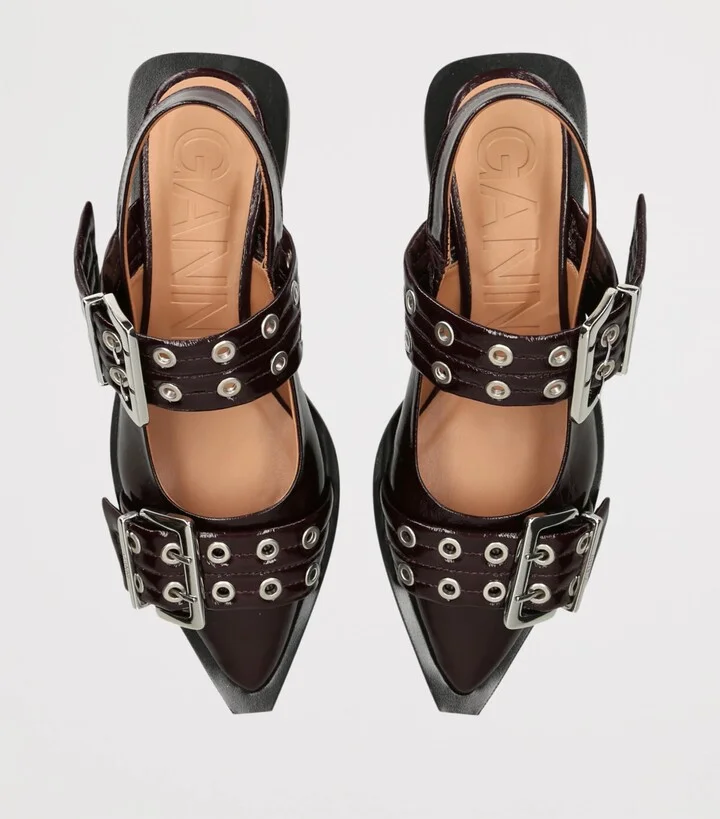 Ganni Leather Buckle Ballet Flats - Image 4