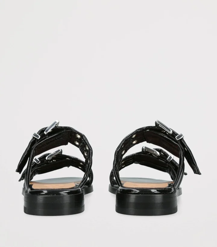 Ganni Leather Buckle Slides - Image 2