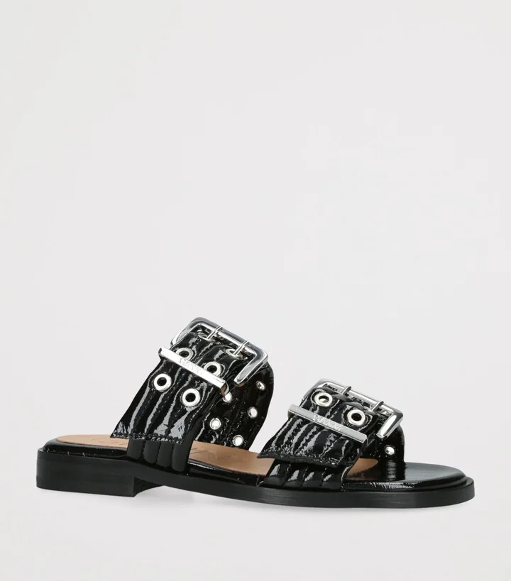 Ganni Leather Buckle Slides - Image 3