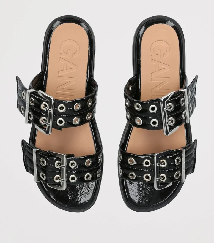 Ganni Leather Buckle Slides - Image 4