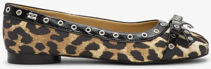 Ganni Leopard Eyelet Bow Ballerinas - Image 2