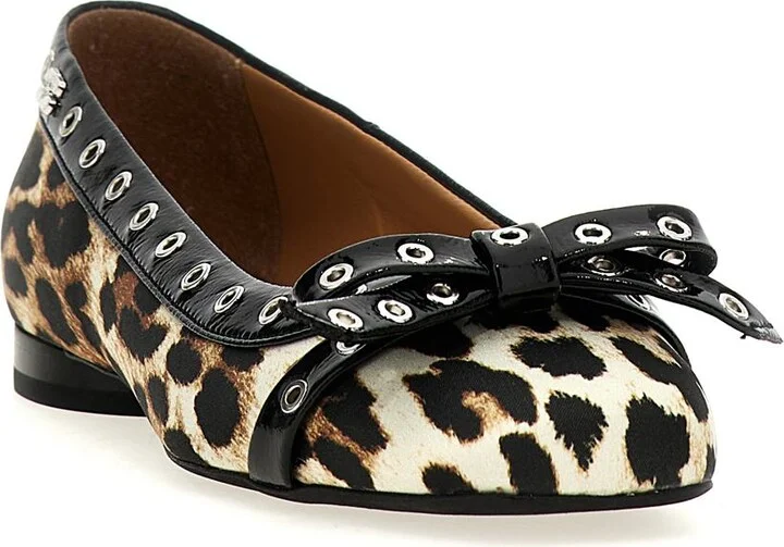 Ganni 'Leopard Eyelets Bow' Ballet Flats - Image 2