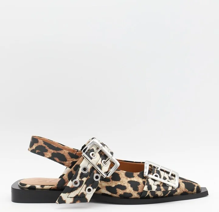 Ganni Leopard Flats