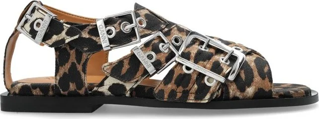 Ganni Leopard Printed Sandals