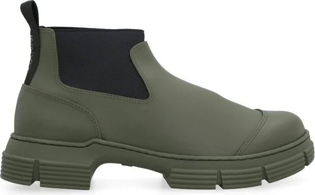 Ganni Logo Printed Ankle Boots