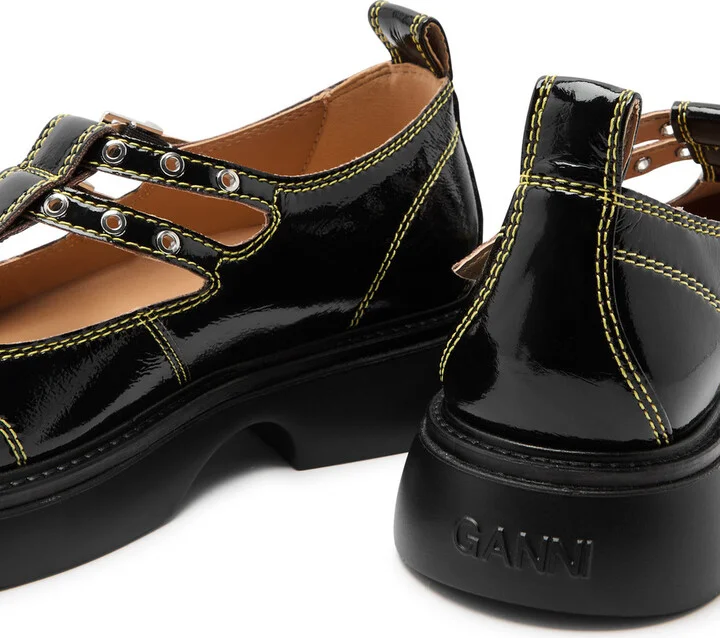 Ganni Mary Jane Patent Black Leather Shoes UK8 - Image 4