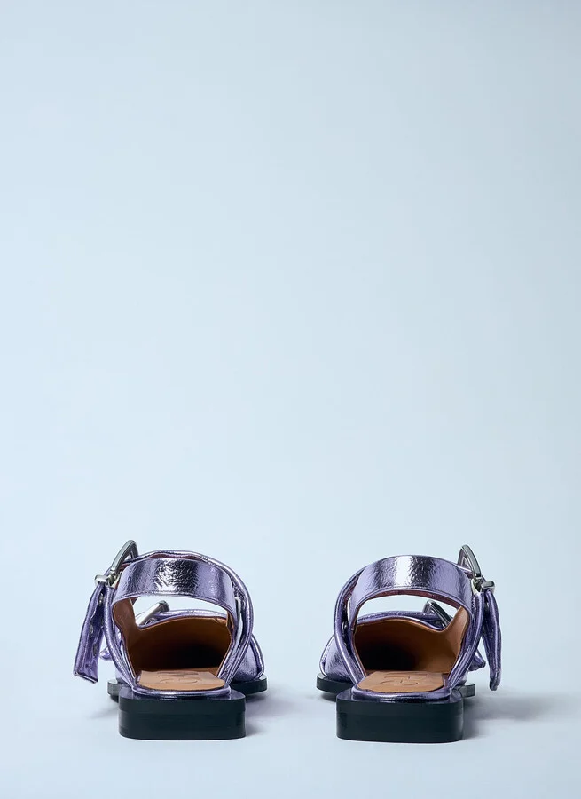 GANNI Metallic Feminine Buckle Ballerina Flats - Woman Flats Purple Eu - 39 - Image 6