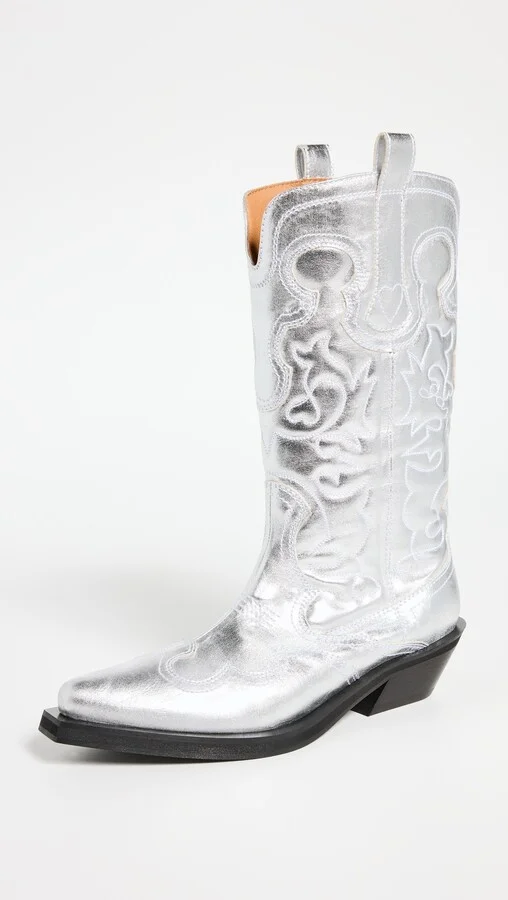 GANNI Mid Shaft Embroidered Western Boots - Image 2