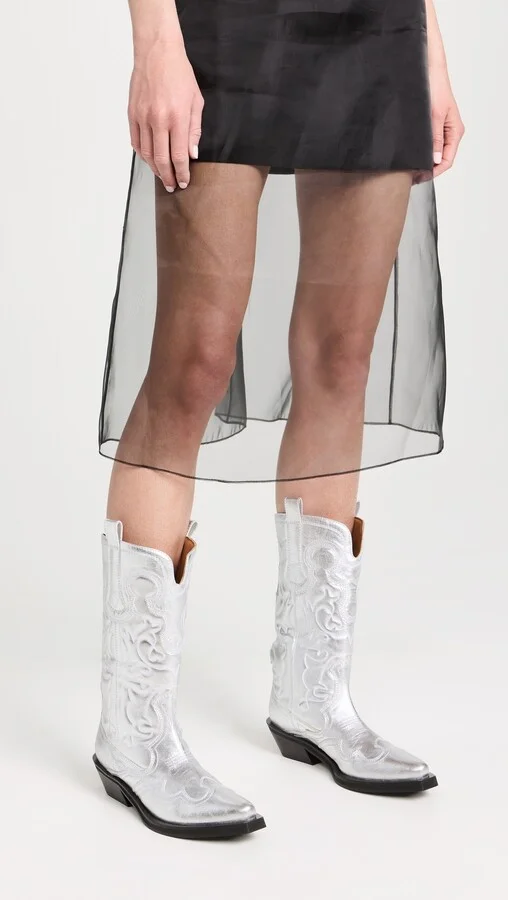 GANNI Mid Shaft Embroidered Western Boots - Image 4