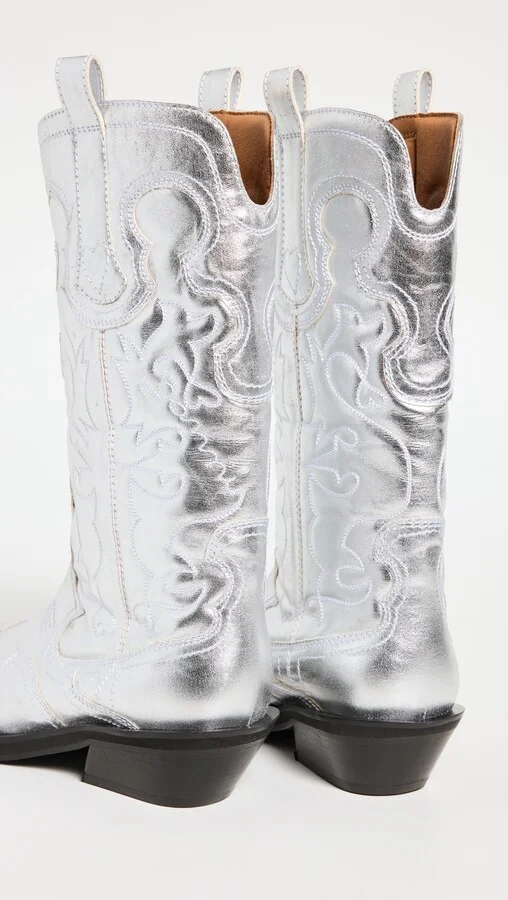 GANNI Mid Shaft Embroidered Western Boots - Image 5