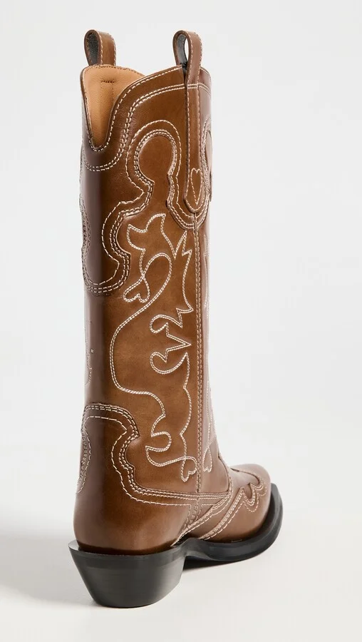 GANNI Mid Shaft Embroidered Western Boots - Image 2